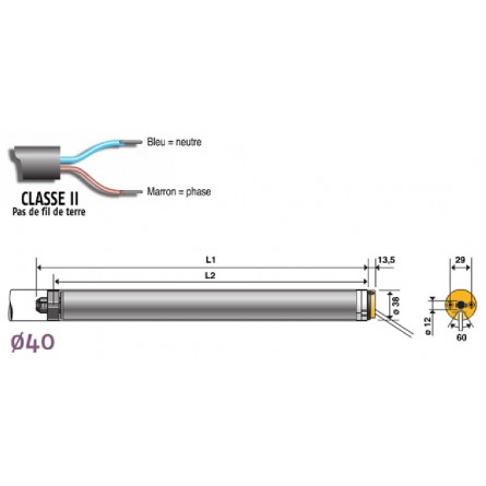  SOMFY ALTUS 40 RTS 13/8 AVEC CARRE VVF 3M - BAR (SO 1024081) 