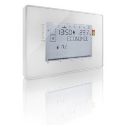 Thermostat filaire programmable blanc pour chaudière - contact sec