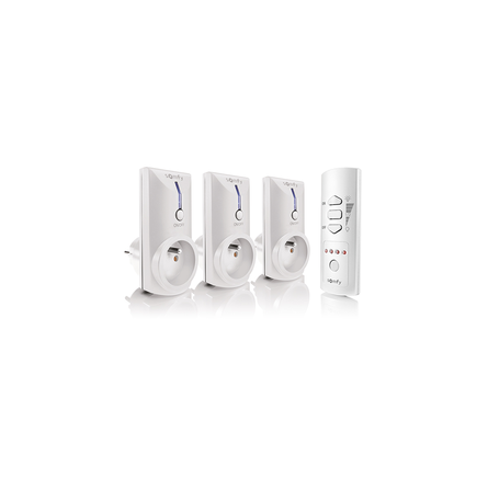  Somfy pack de trois prises télécommandées Blanches avec télécommande 5 canaux (so 2401365) 